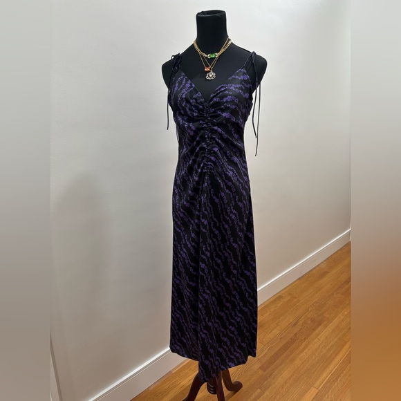 Sandro Dresses & Skirts - 526. NWT! Sandro Black and Purple Ruched V-Neck Maxi Dress